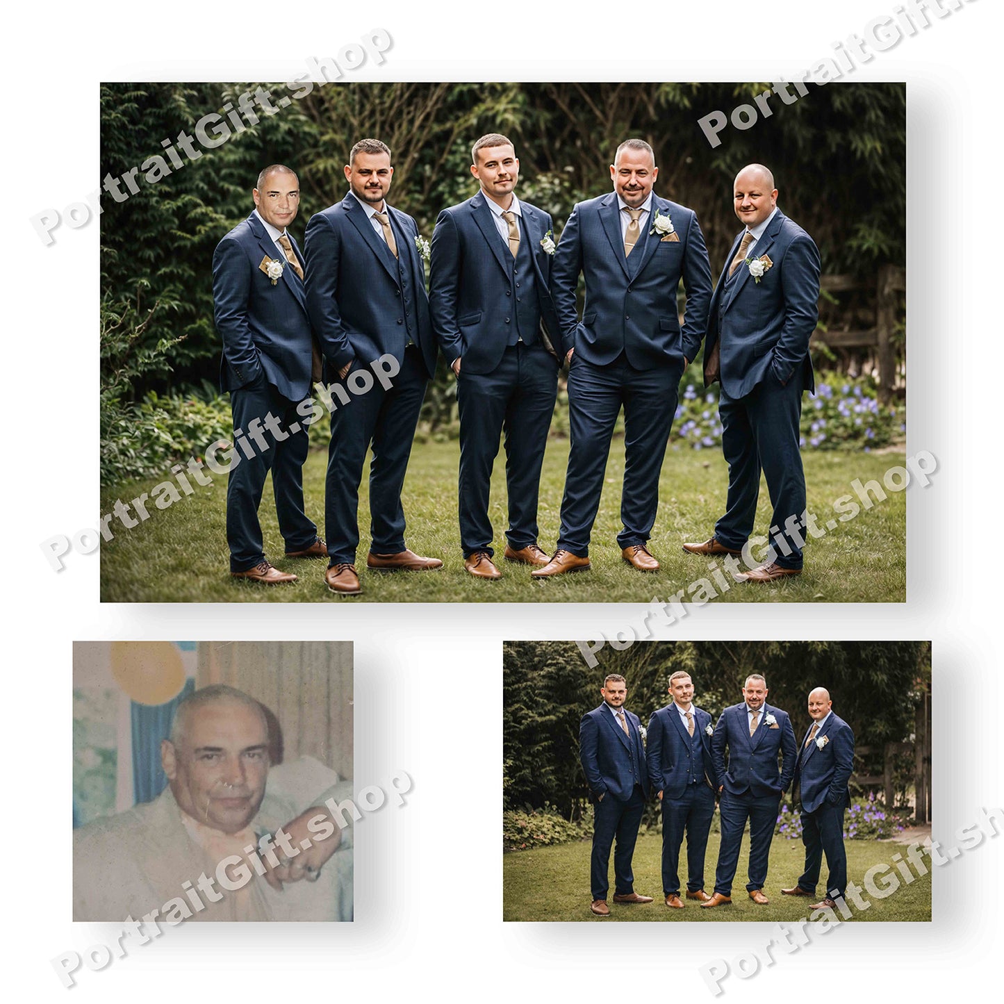Photo montage with fixed background - Free Shipping