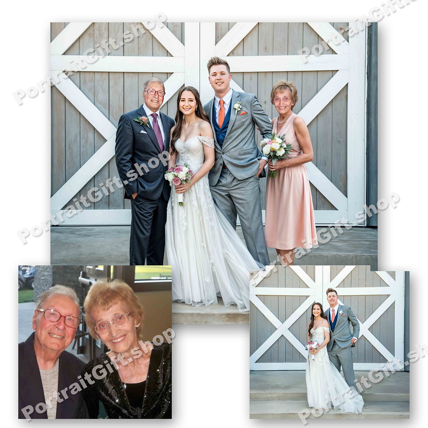 Photo montage with fixed background - Free Shipping