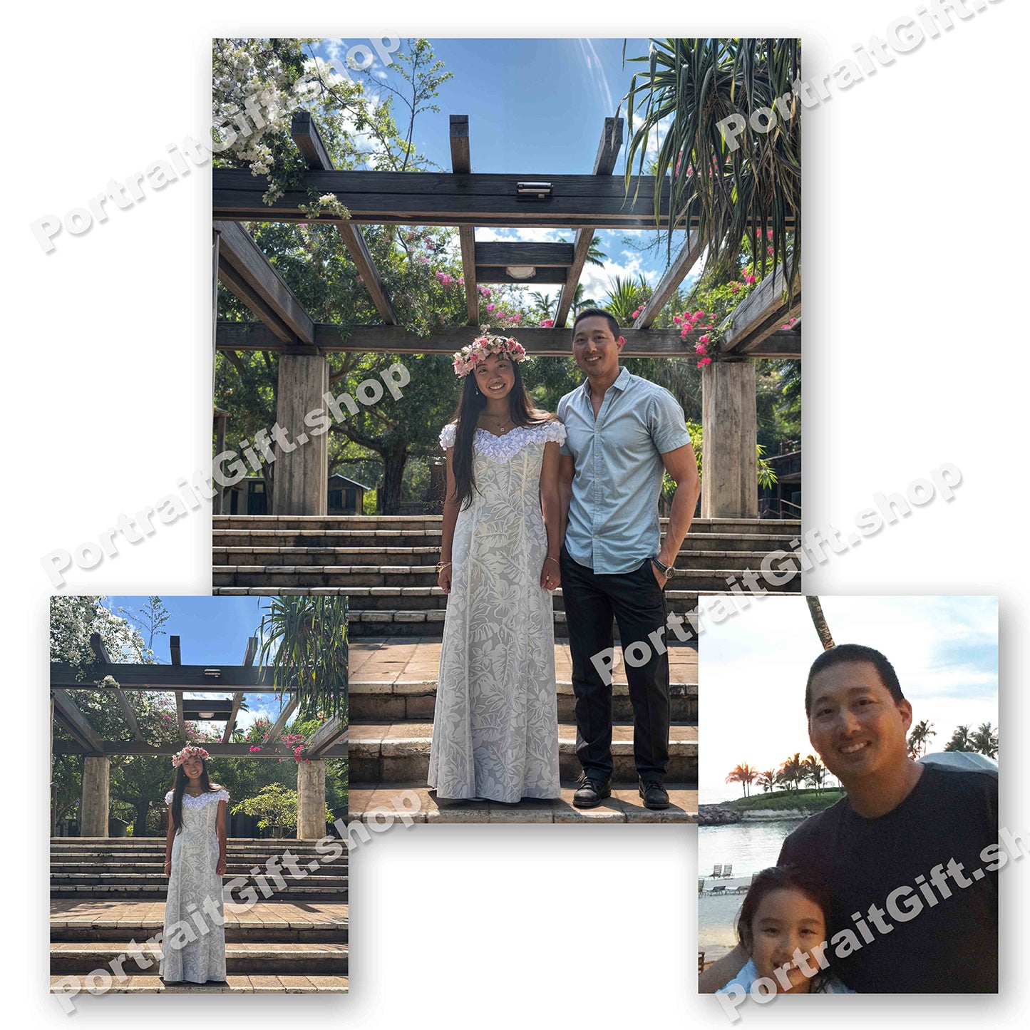 Photo montage with fixed background - Free Shipping